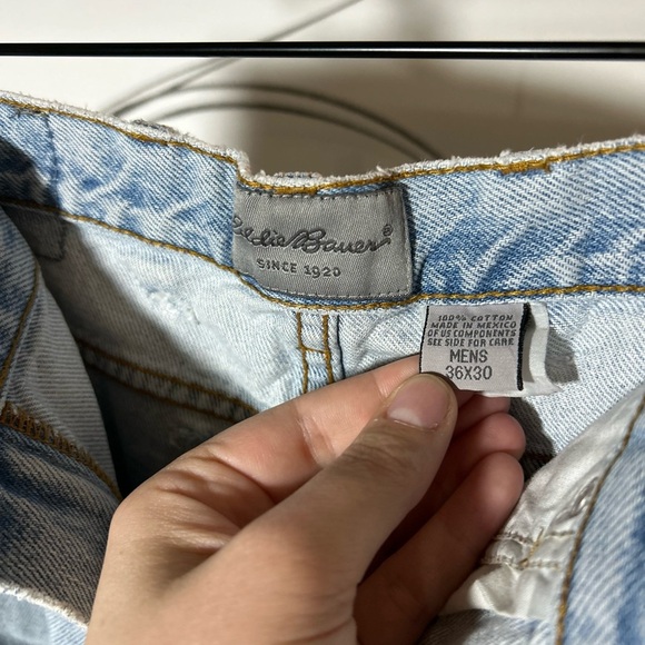 Eddie Bauer Distressed Jean Shorts with Patchwork and Distressed Look, Men’s 36 - Picture 7 of 7